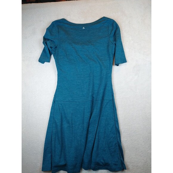 Prana Abilene Wool Blend Dress Women's Small Teal Tiered Lined Short Sleeve - Picture 12 of 13